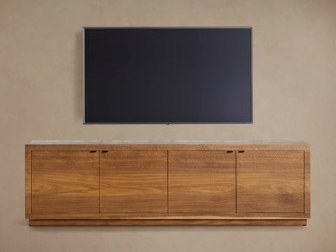 Acacius Industrial Media Console Oxidized Steel Reclaimed Wood Living