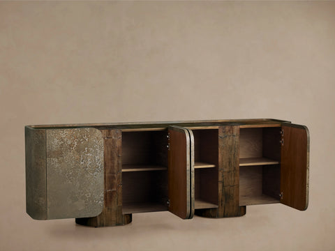 Alvaro Wood Aluminum Sideboard Handcrafted Industrial Rustic Living
