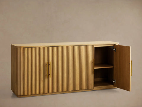 Finnley Oak Pine Sideboard Handcrafted Reeded Modern Classic Dining