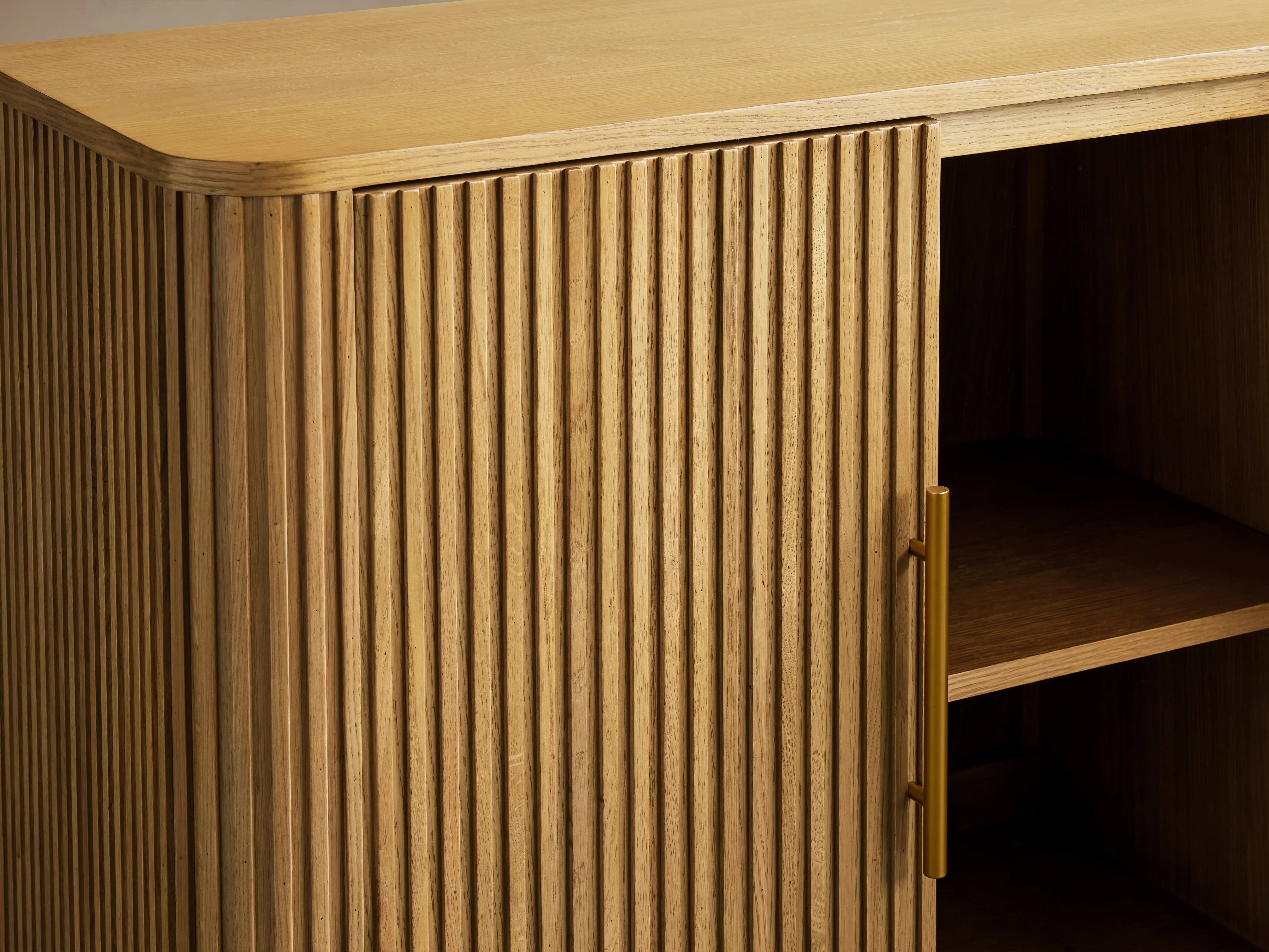 Finnley Oak Pine Sideboard Handcrafted Reeded Modern Classic Dining