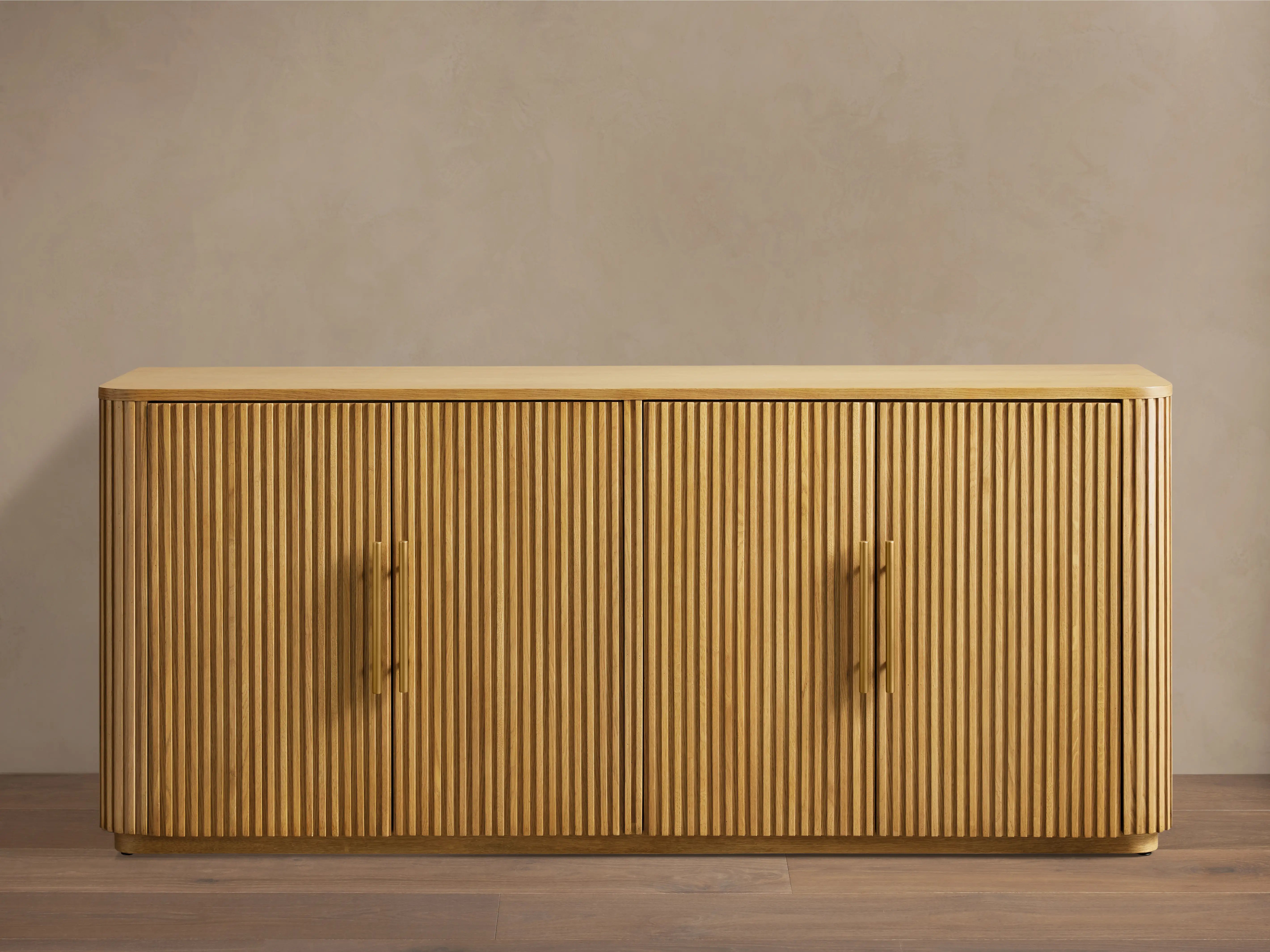 Finnley Oak Pine Sideboard Handcrafted Reeded Modern Classic Dining