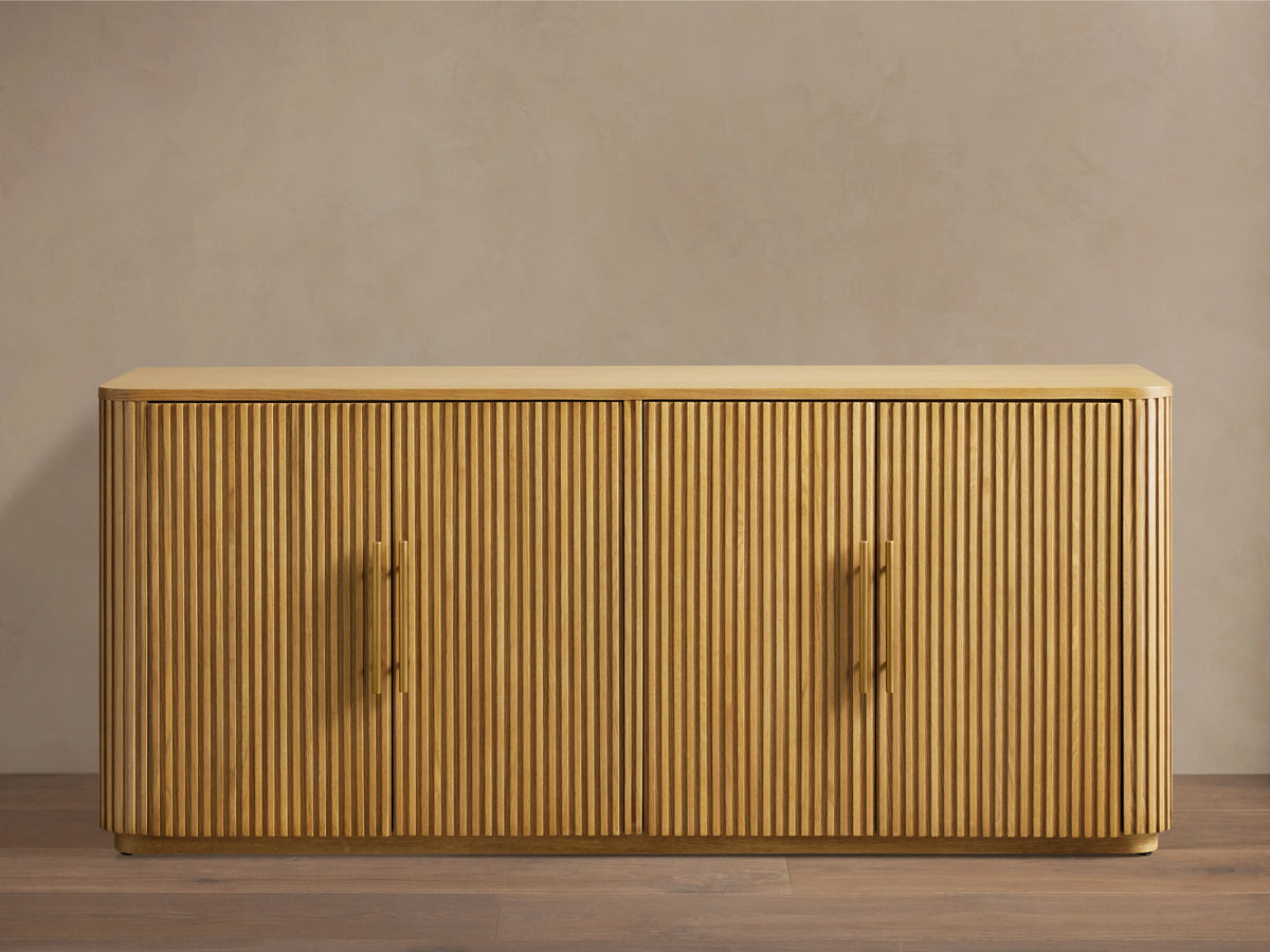 Finnley Oak Pine Sideboard Handcrafted Reeded Modern Classic Dining