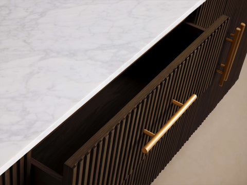 Finnley Luxurious Marble Top Buffet Sideboard Wood TV Cabinet Entryway Drawer Cabinet