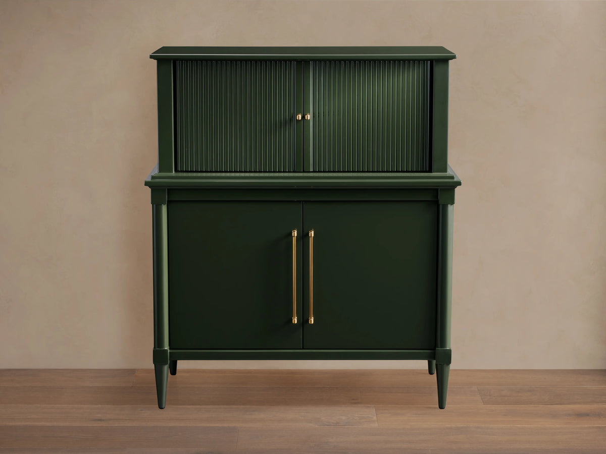 Oakleigh Bar Cabinet Solid Wood Reeded High Gloss Modern Classic