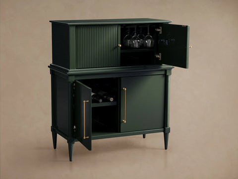 Oakleigh Bar Cabinet Solid Wood Reeded High Gloss Modern Classic