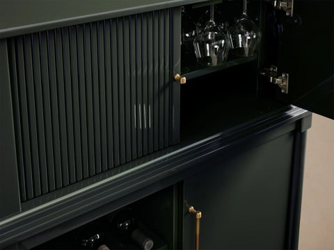 Oakleigh Bar Cabinet Solid Wood Reeded High Gloss Modern Classic