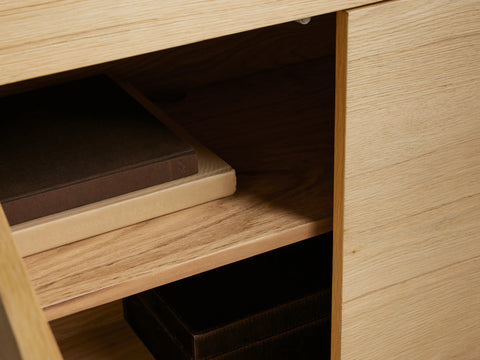 Telluride Media Console Oak with Oxidized Steel Rustic Living Furniture