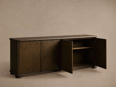Warby Solid Oak Sideboard Wood buffet Storage Cabinet with Four Doors