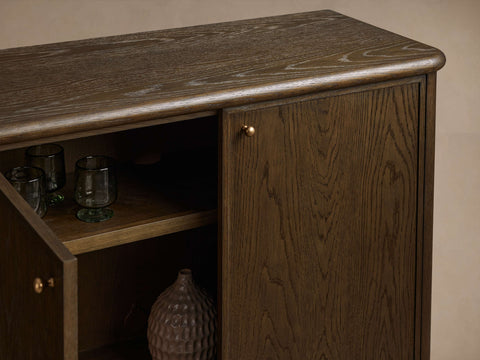 Warby Solid Oak Sideboard Wood buffet Storage Cabinet with Four Doors