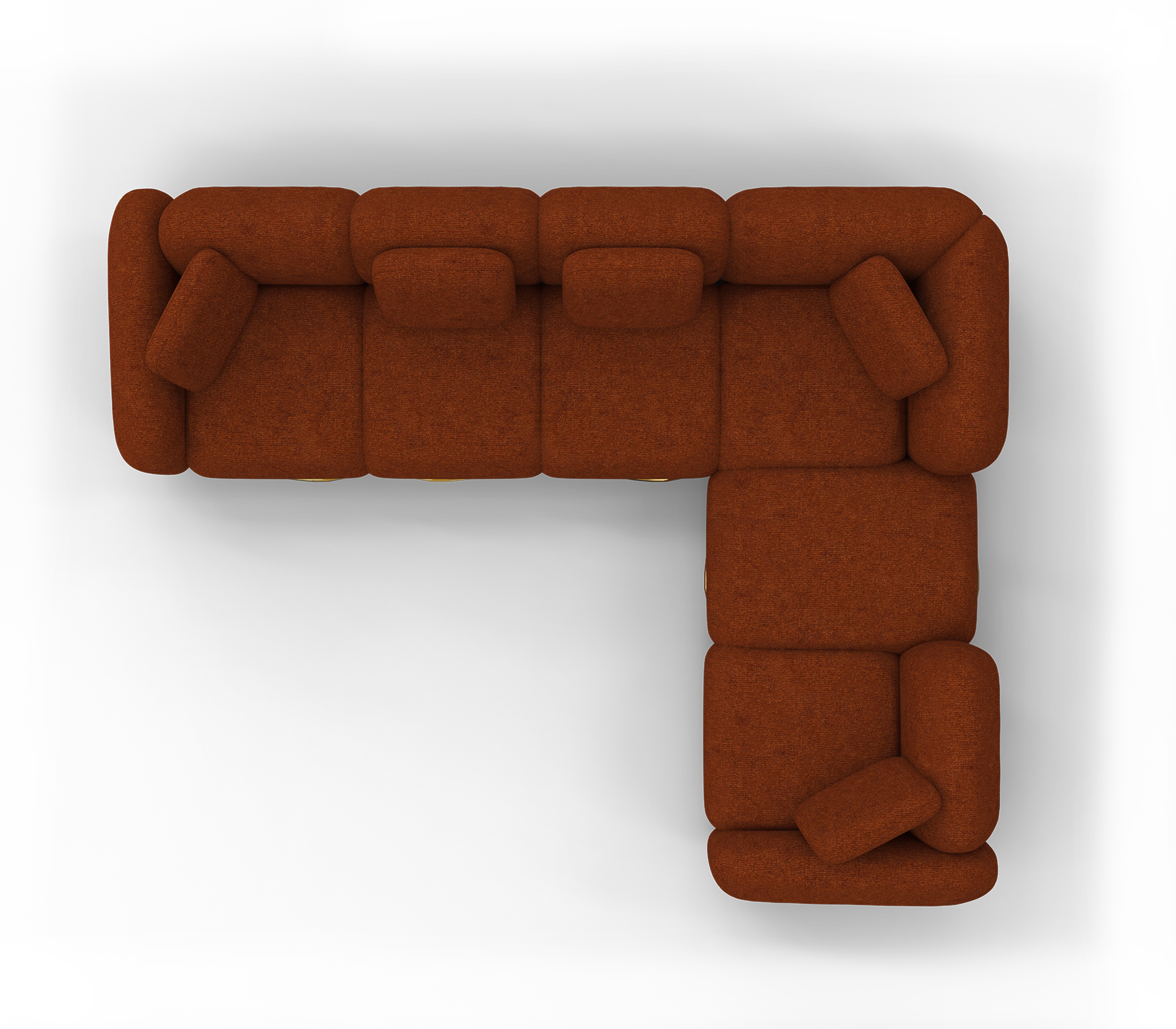 Brass Wood Sculptural Form Sofa