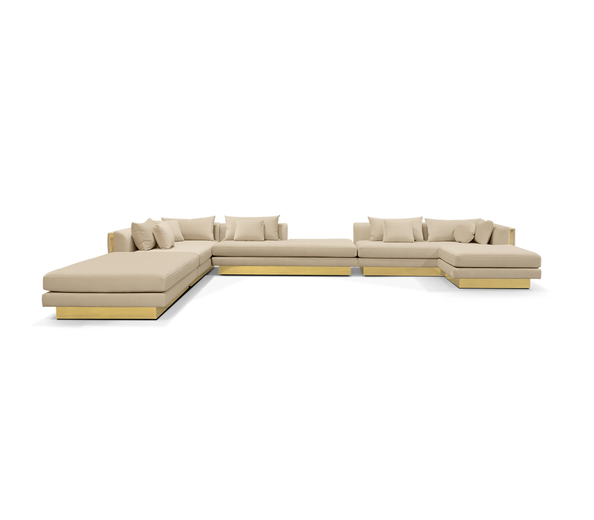 Brass Stone Gold Sculptural Form Sofa