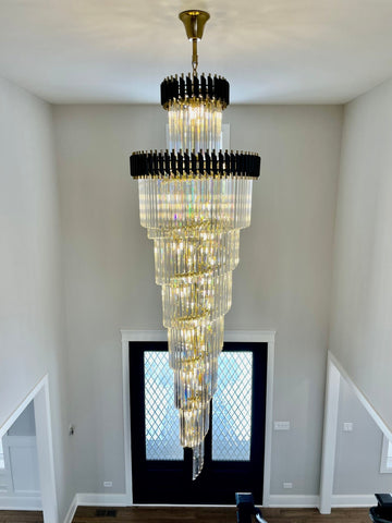 Spiral Crystal Chandelier For Foyer/ Staircase