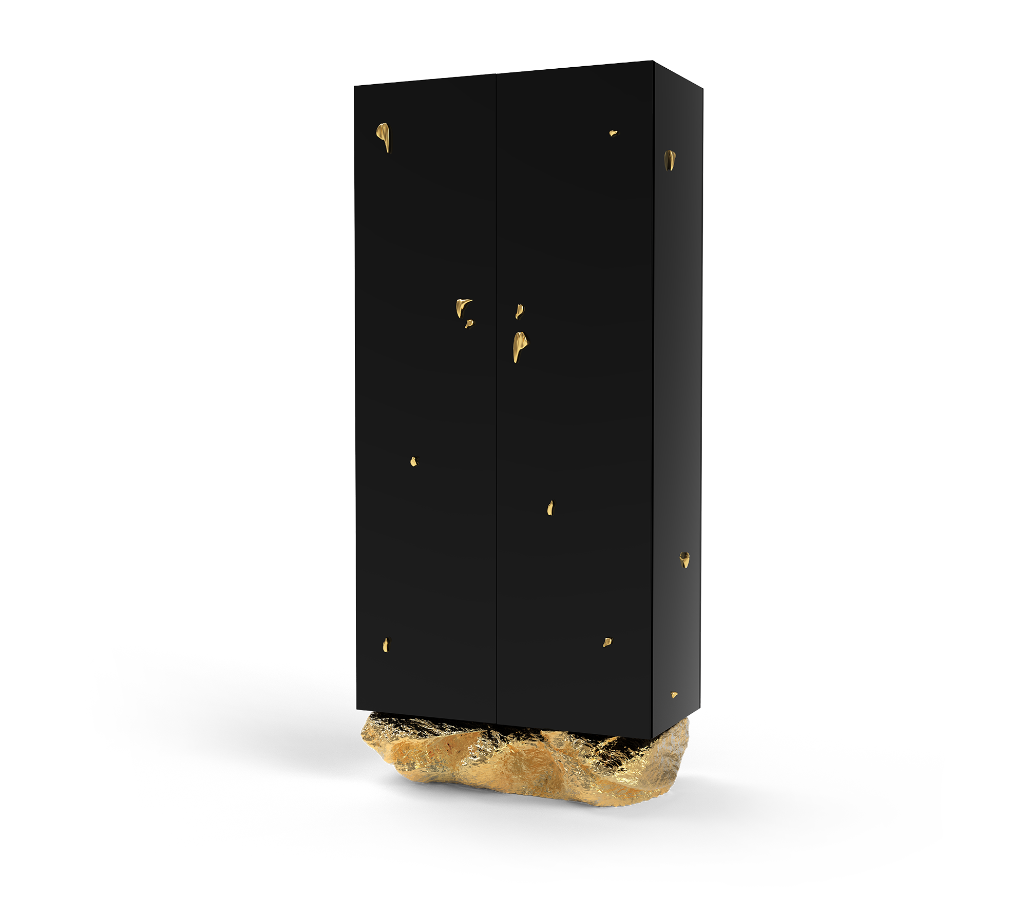 Brass Glass Black Hidden Storage Curio Cabinet