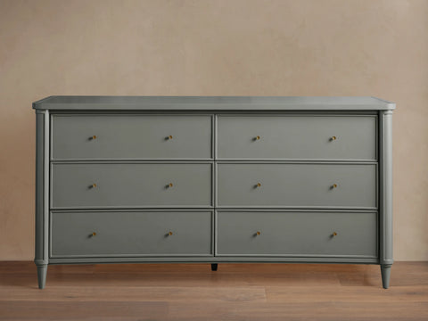 Henley Wide Six Drawer Dresser Mahogany Wood Artisanal Bedroom