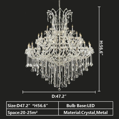 Oversized European Chrome Classic Candle Branch Crystal Chandelier for 2-Story/Duplex Buildings , branch,luxury,shining,wonderful, tiered, transparent, dimension