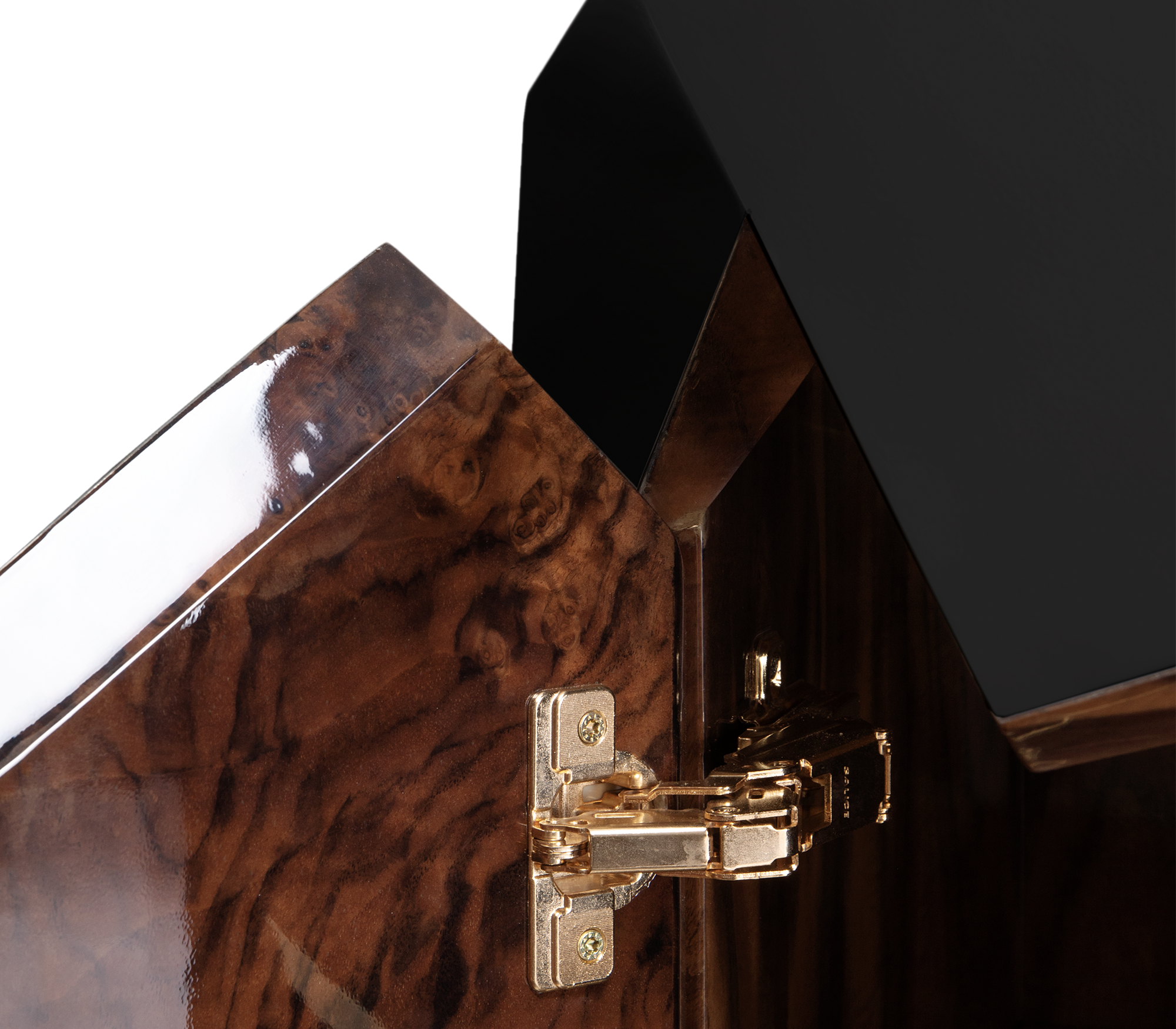Black Faceted Sideboard Buffet Cabinet with Hidden Storage