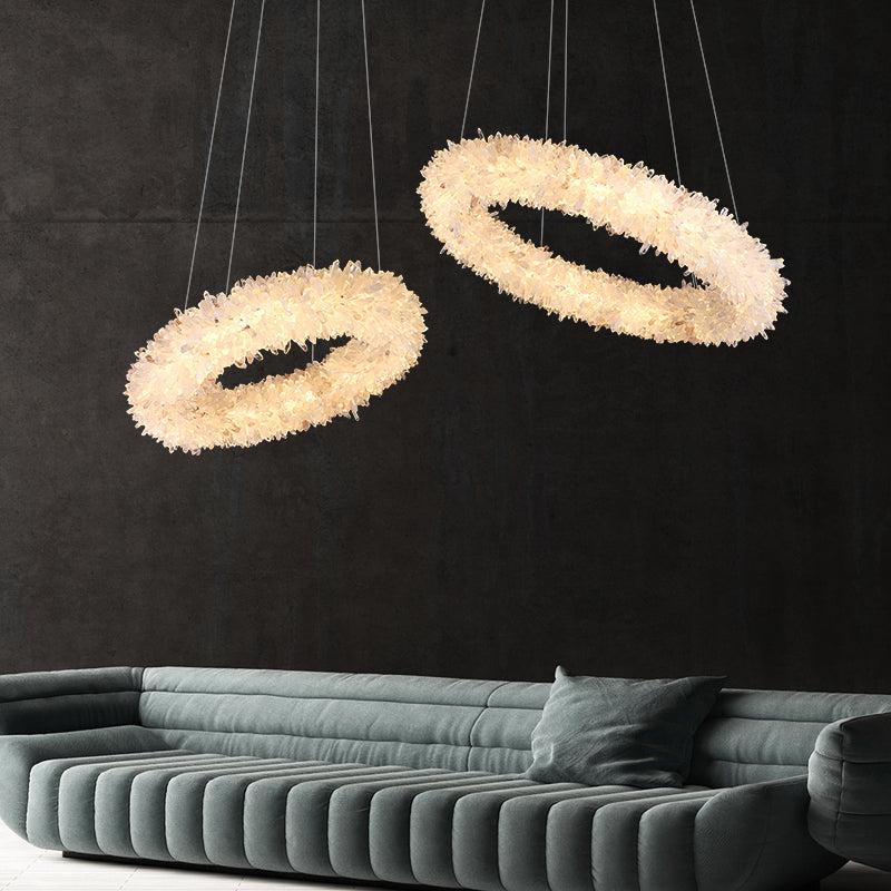 Rock Crystal Round Modern Chandelier - valleylamps