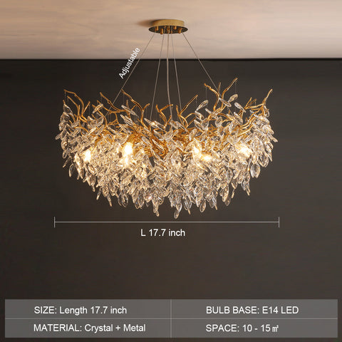 Affordable New French Style Branch Crystal Chandelier Crystal Leaves Ceiling Light Fixture