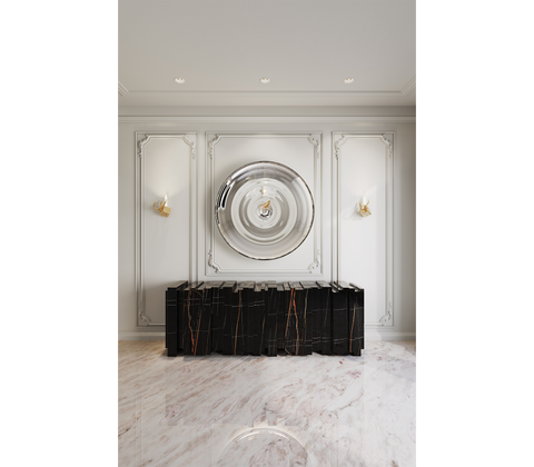 Black Hidden Storage Sculptural Form Sideboard Dining Room