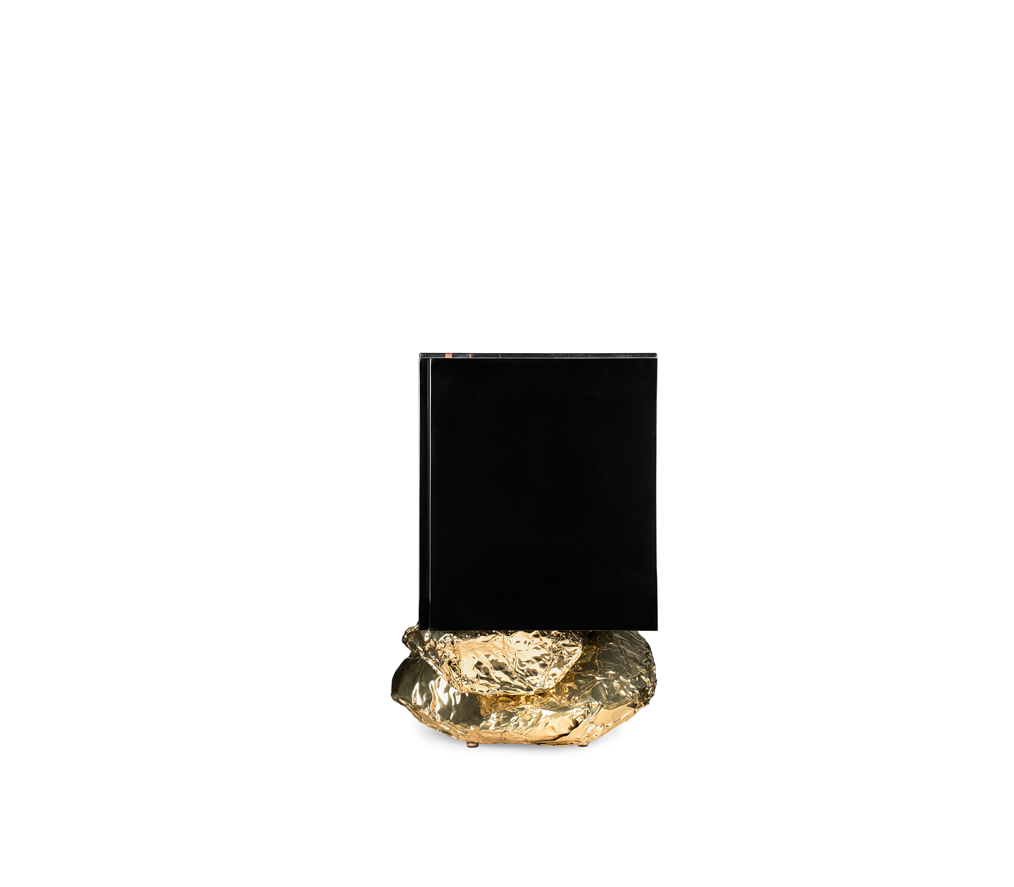 Gold Hidden Storage Sculptural Form Sideboard Dining Room