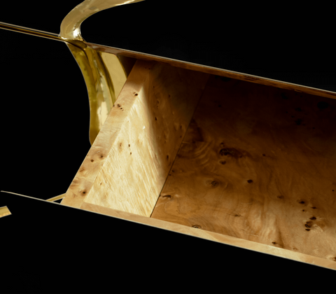 Black Gold Sideboard Cabinet with Sculptural Cracked Design