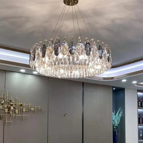 Luxurious K9 Crystal Chandelier in Brass/Silver Finish | Modern Ceiling Light Fixtures