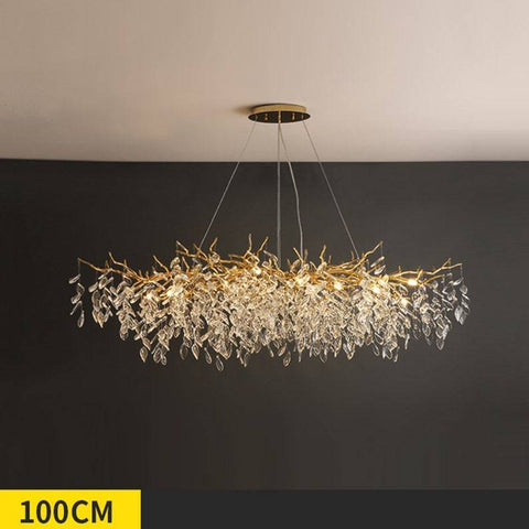 Housegent Tree Branch Chandelier Crystals on Dining Room Table