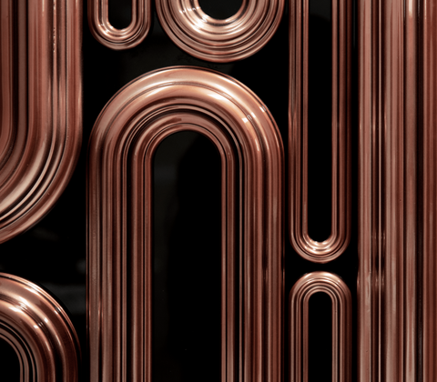 Gold Hidden Storage Sculptural Form Sideboard