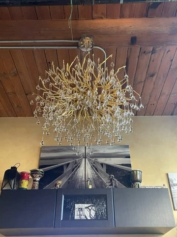 Stunning Tree Branch Crystal Chandelier With Clear Teardrop-shaped Glass Living/Dining Room Ceiling Lamp/Light