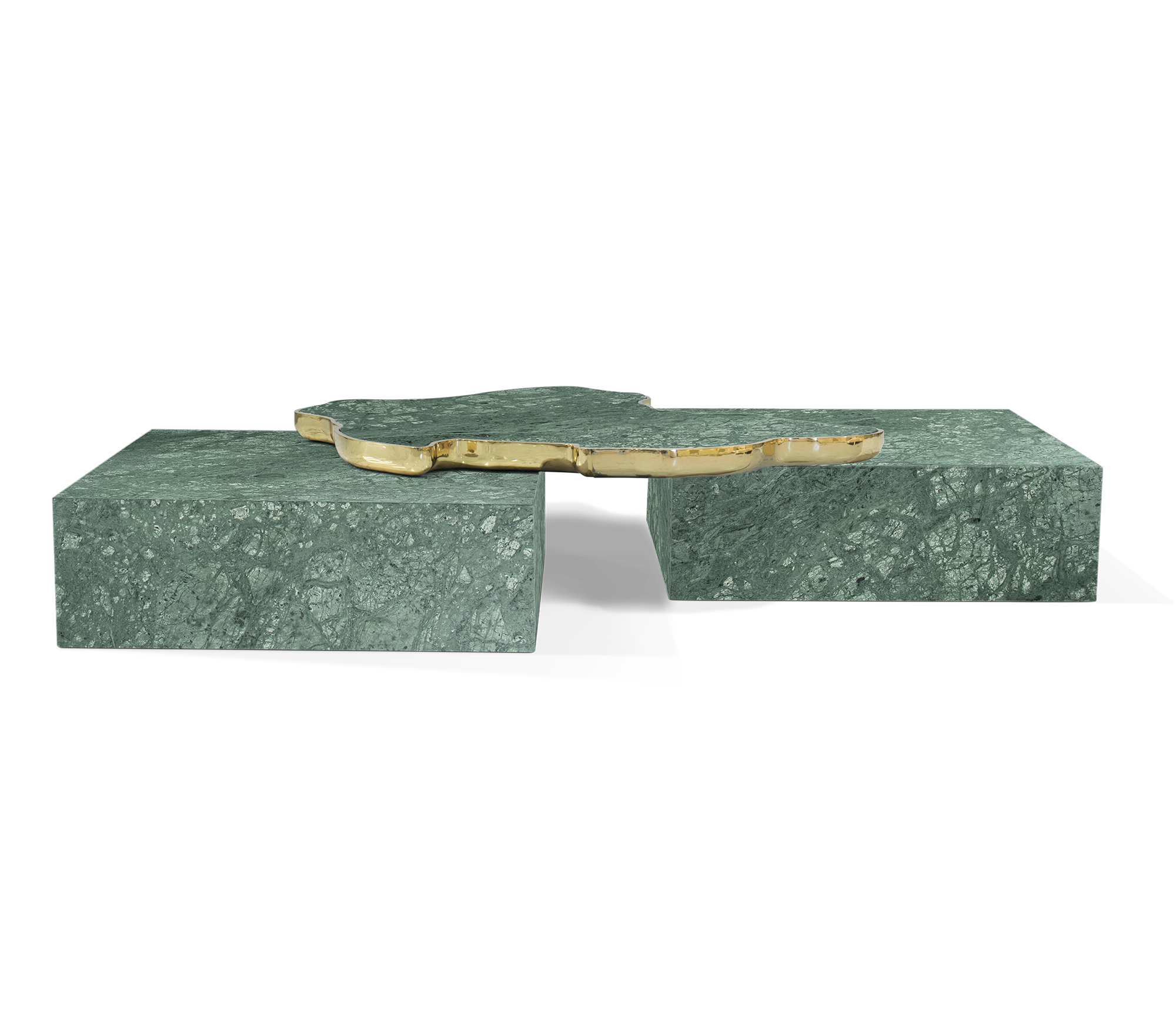 Luxury Sculptural Coffee Table Black & White High-Gloss Marble Finish
