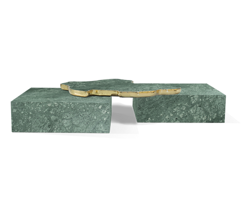 Luxury Sculptural Coffee Table Black & White High-Gloss Marble Finish