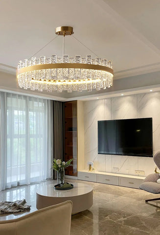 Flake Modern Style Round Crystal Chandelier