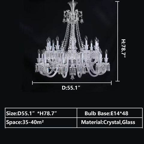 European-style Luxury Colorful Candle Crystal Oversized Chandelier Art Designer Foyer/Staircase Light Fixture