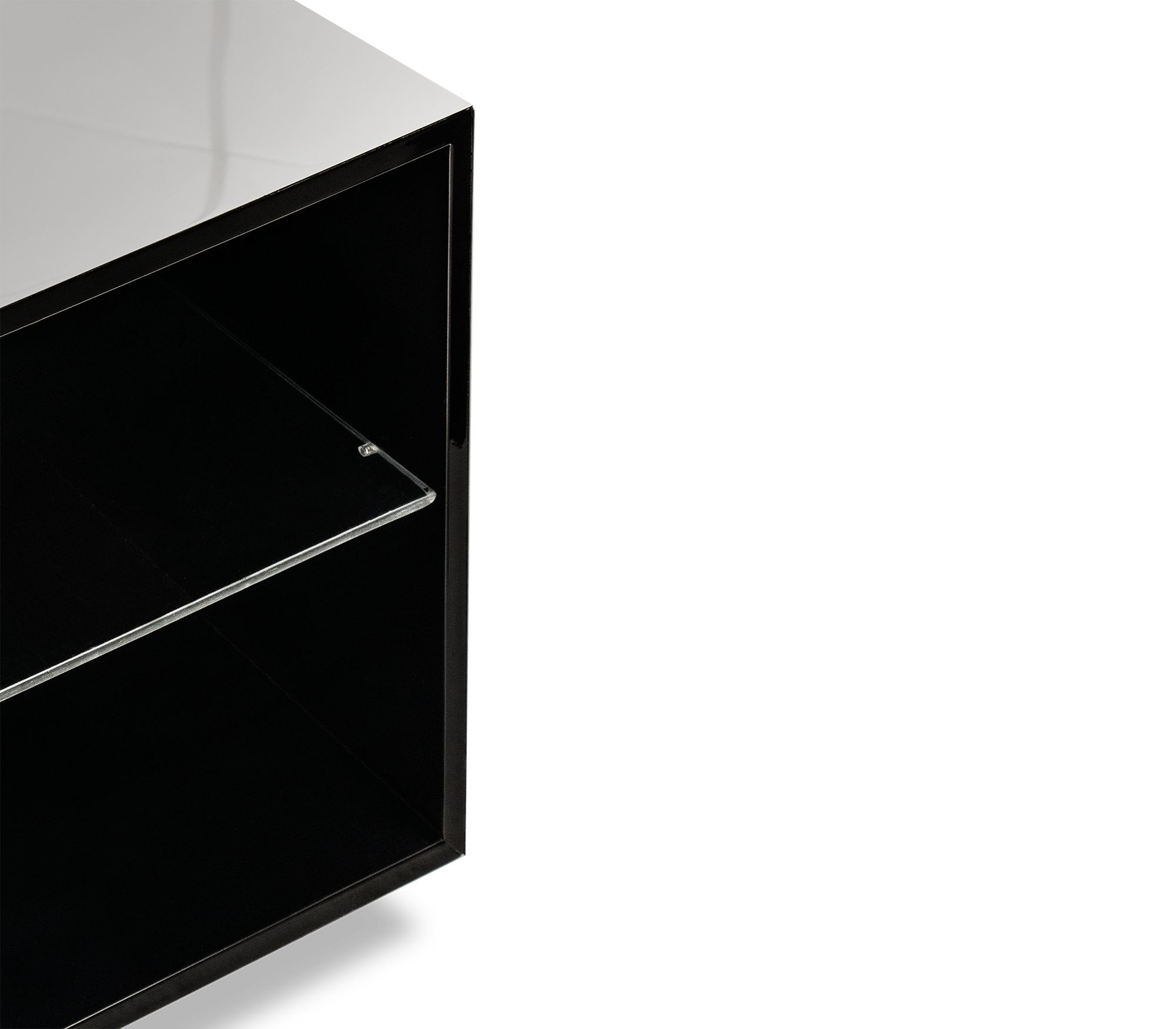 Glass Black Storage Drawers Cabinet