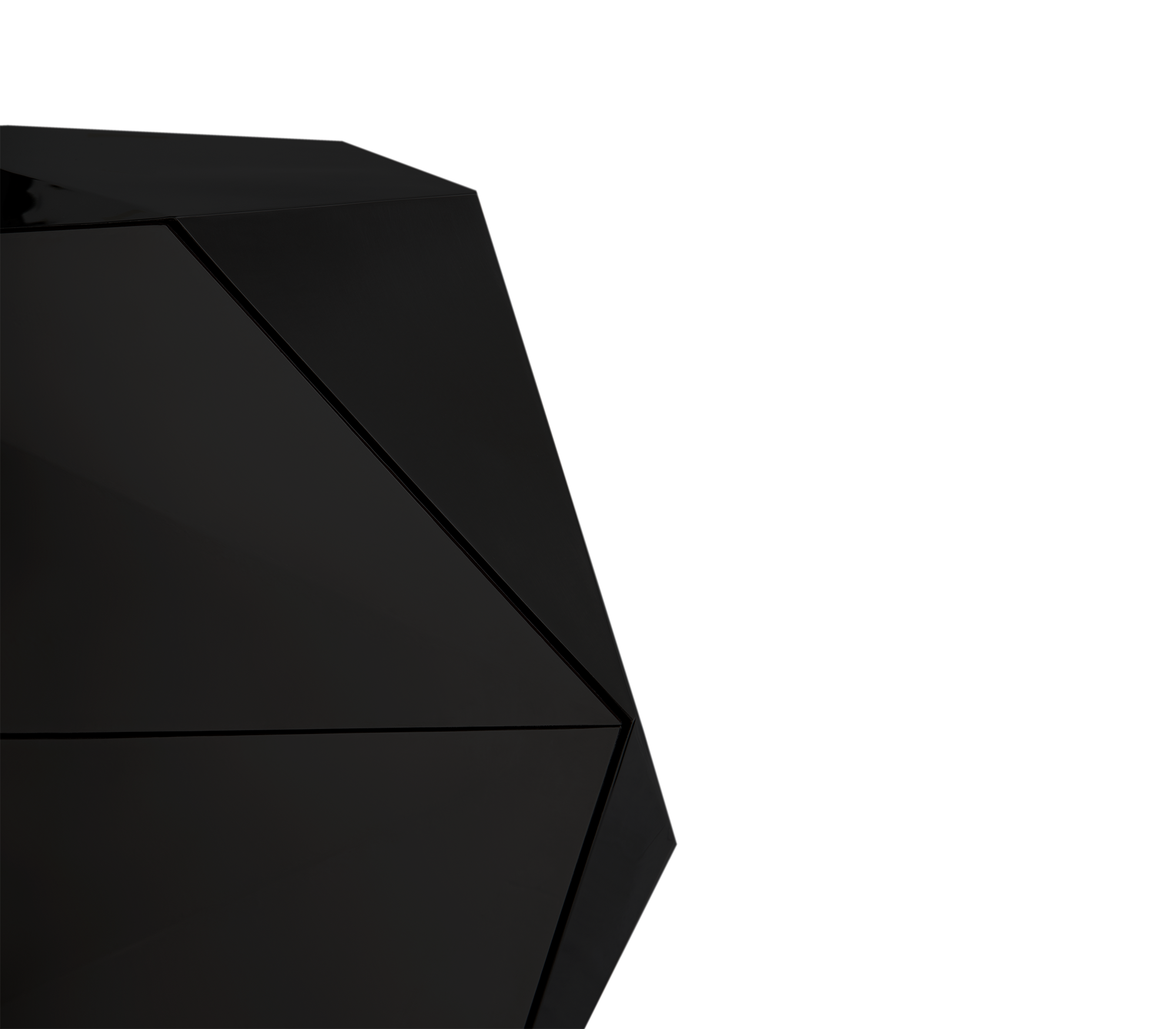 Black Faceted Sideboard Buffet Cabinet with Hidden Storage
