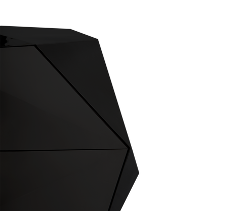 Black Faceted Sideboard Buffet Cabinet with Hidden Storage
