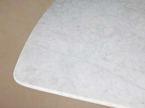 Saint Germain Natural Stone Marble Dining Table with Wood Toulouse Base