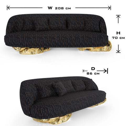 Brass Wood Sculptural Form Sideboard Living Room
