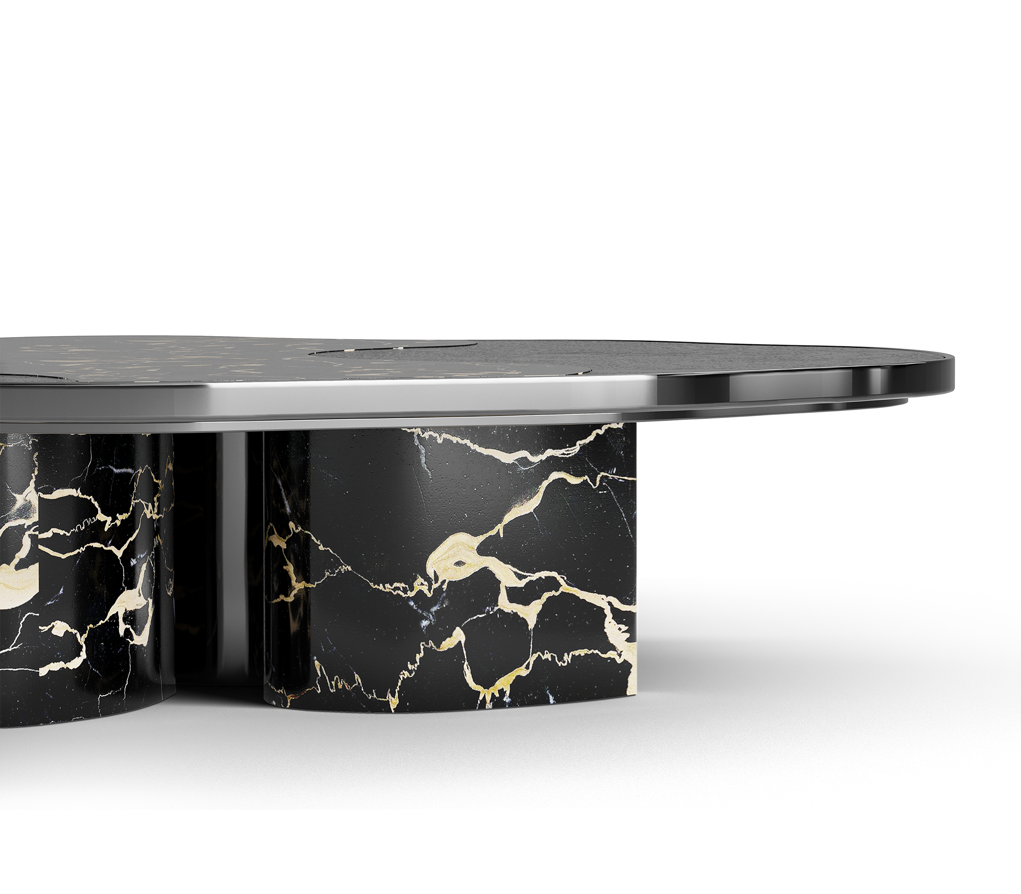 Stone Marble Black Sculptural Form Coffee Table