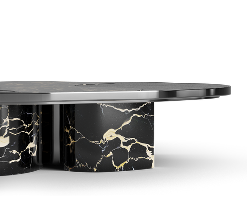 Stone Marble Black Sculptural Form Coffee Table