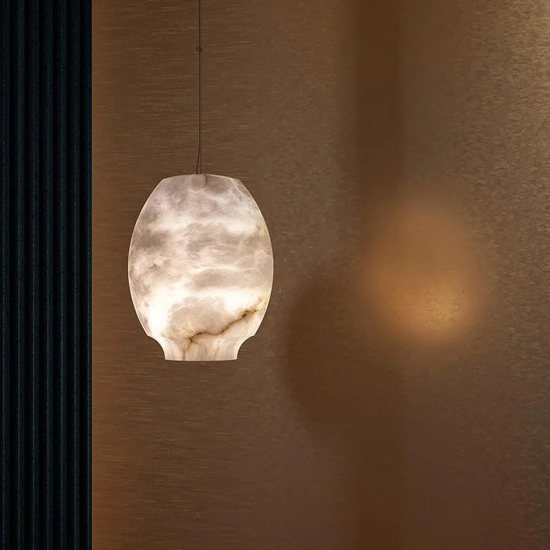 Jomar Alabaster Lantern Pendant Light, Bar Pendant Light