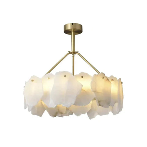 Noah Alabaster Modern Snowflake Round Chandelier