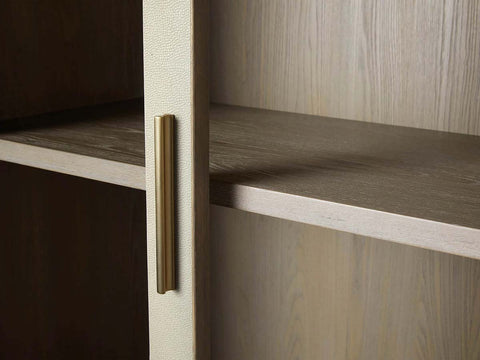 Malone Textured Leather Tall Display Cabinet with Minimalist Style Solid Wood Storage Cabinet with Glass Doors