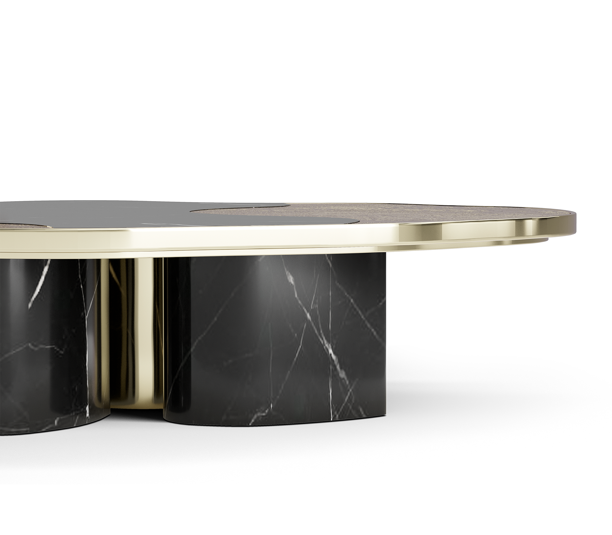 Stone Marble Black Sculptural Form Coffee Table