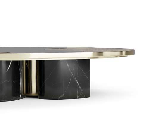 Stone Marble Black Sculptural Form Coffee Table