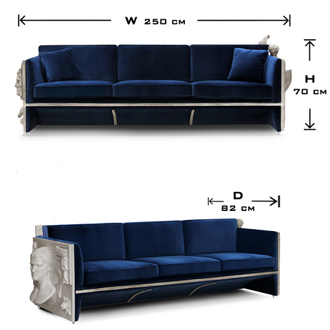Stone Wood Sculptural Form Sofa