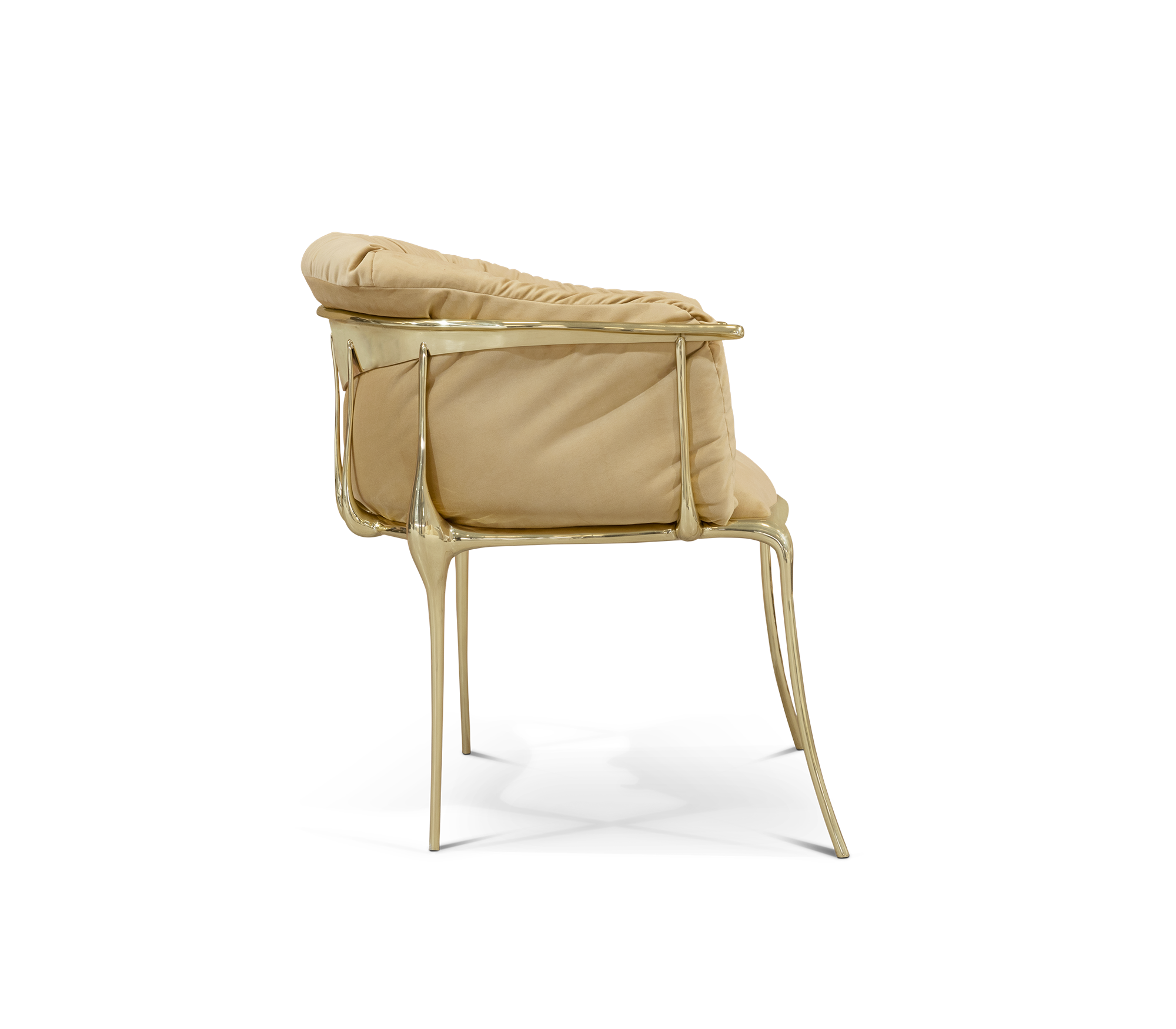 Brass Fabric Gold Sculptural Form Armchair