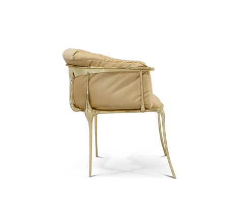 Brass Fabric Gold Sculptural Form Armchair