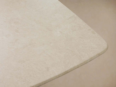 Saint Germain Natural Stone Marble Dining Table with Wood Toulouse Base