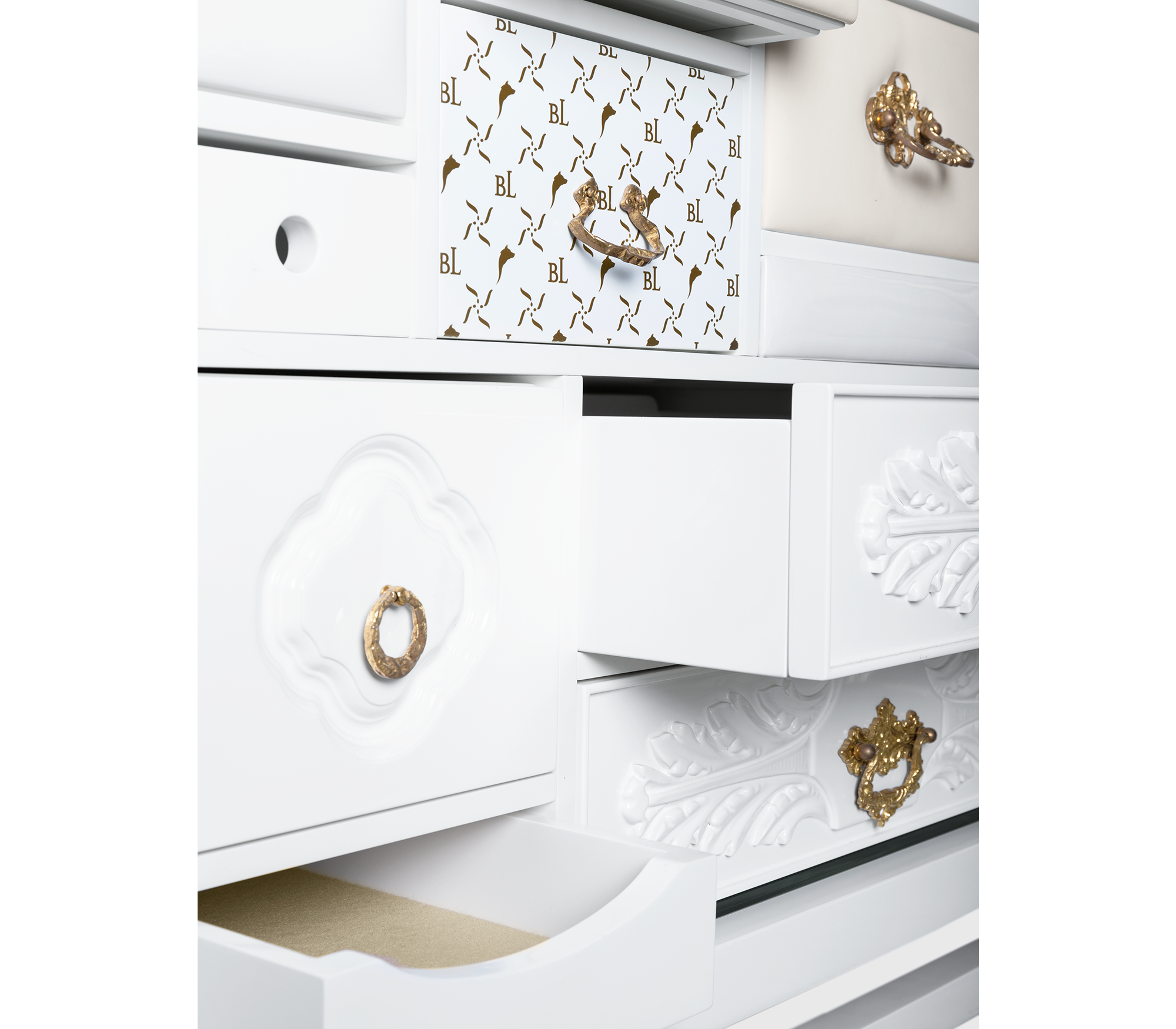 Black Hidden Storage Sculptural Form Sideboard